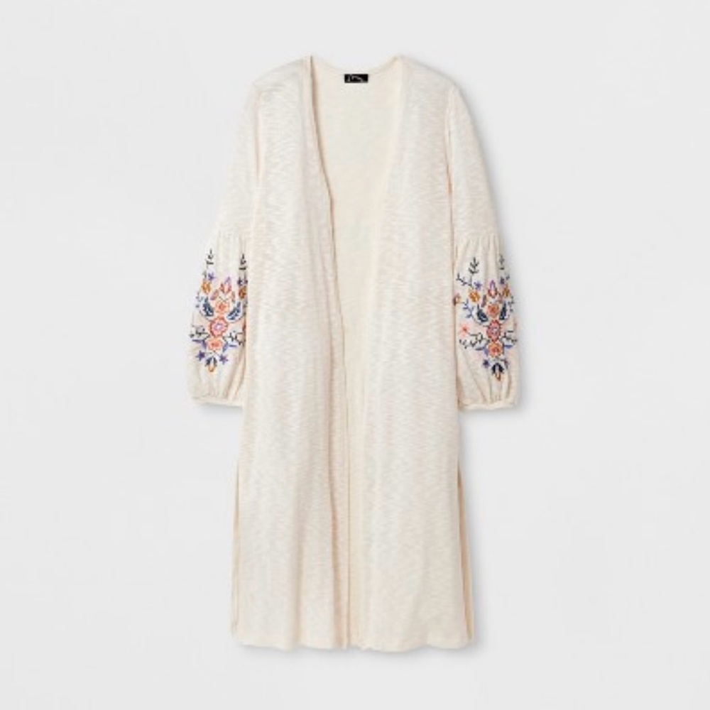 EYESHADOW BOHO PEASANT OPEN FRONT EMBROIDERED CARDIGAN!! - Picture 2 of 11